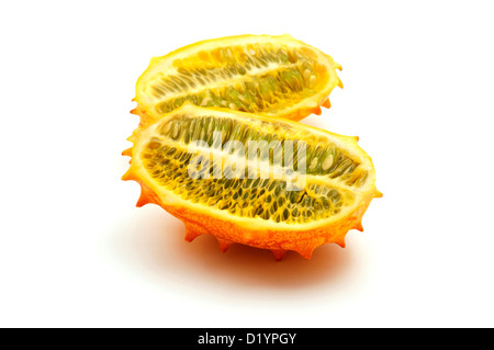 Horned melon on a white background Stock Photo