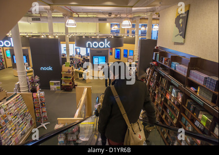 The Nook department in a Barnes & Noble bookstore off of Union Square in New York Stock Photo