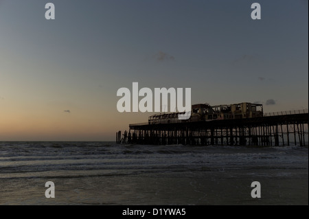 Burnt out pier Hastings, UK Stock Photo