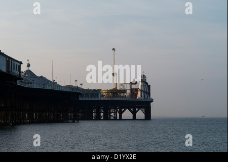 Brighton Pier early morning, low tide Stock Photo