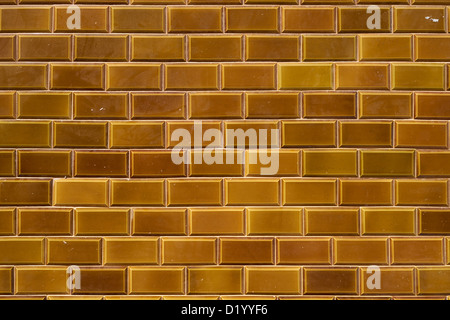 Dark yellow outdoor ceramic tiles from Lanzarote, Canary Islands, Spain. Stock Photo