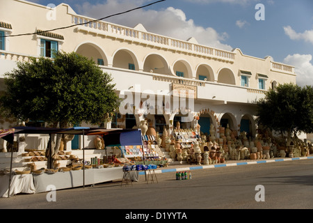 Street market in the town of Guellala on the island of Djerba in Tunisia Stock Photo