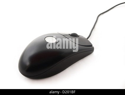 Black computer mouse isolated on white background Stock Photo