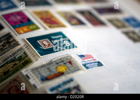 USA Stamp Collecting Album, 1970s Stock Photo