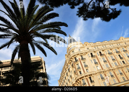 View of the facade of Carlton hotel, Cannes, Cote d'Azur, South France, Europe