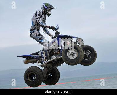 Quad bike and Extreme off road racing press and media day at Weymouth Dorset, Britain. The beach will be taken over for two days in February and used as a race circuit which will include many jumps dug into the sands. 9th January, 2013 PICTURE BY : DORSET MEDIA SERVICE Stock Photo