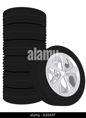 3d Render of a Set of Stacked Tires Stock Photo