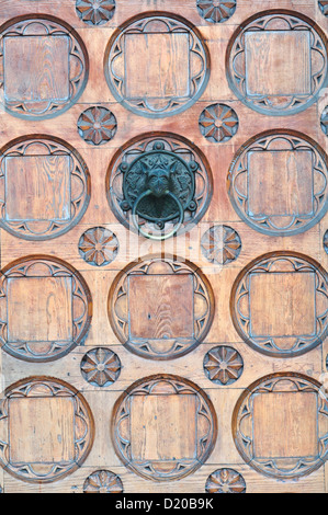 Italy, Trentino Alto Adige,  Trento, San Vigilio Cathedral, with Griffin Detail on Door Stock Photo