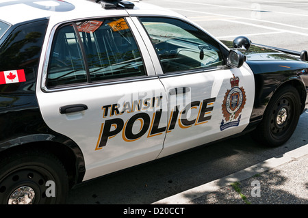 British Columbia's transit police officers , Canada's first Transit Police Service, have the same powers as regular police. Stock Photo
