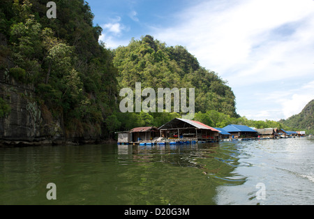 View of Kilim Geoforest Park and fish farm 'Hole in the Wall' in the nature reserve of the mangrove forest on archipelago Langkawi, Malaysia, 08 November 2012. Photo: Soeren Stache Stock Photo