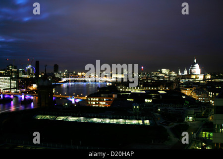 Skyline view of St Pauls Cathedral and River Thames from the City of London, UK Stock Photo