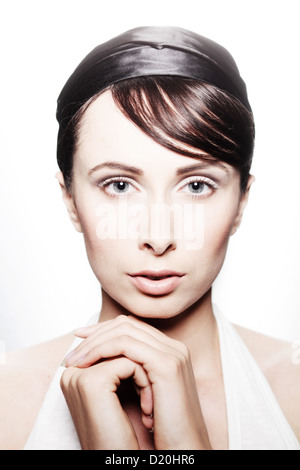 Woman, 24, dressed in the style of the 60s Stock Photo