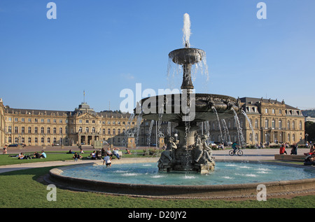 Germany, Baden - Wurttemberg, Stuttgart, Schlossplatz, Castle Square and the Castle Stock Photo