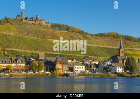 View of Alken with Moselle river and Thurant castle, Rhineland-Palatinate, Germany, Europe Stock Photo