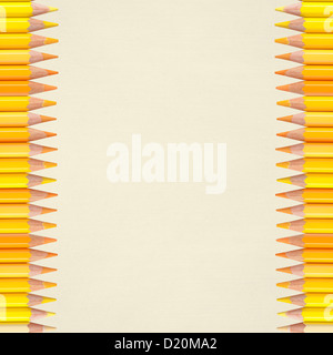 yellow pencils isolated on white background or color crayons Stock Photo