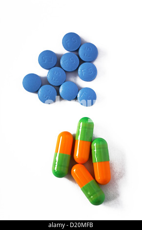 Finasteride tablets and Tamsulosin hydrochloride capsules used in the treatment of benign prostatic hyperplasia. Stock Photo