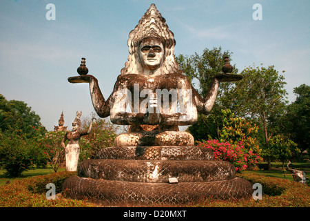 Buddhist and Hindu statues are displayed at Xieng Khuan, (Buddha Park) near Vientiane, Laos, Indochina, Asia. Stock Photo