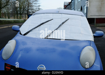 Cold Winters Morning.Cover Windscreen for Protection From Ice. Stock Photo