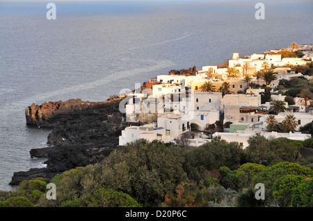 White village on the Island of Stromboli, Island of Stromboli, Aeolian Islands, Sicily, Italy Stock Photo