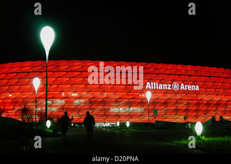 Allianz Arena soccer stadion at night, Munich, Upper Bavaria, Bavaria, Germany, Europe Stock Photo
