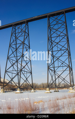 Lethbridge High Level Rail bridge crossing the Old Man River Stock ...