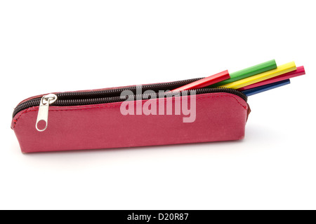 Beautiful pencil case isolated on white Stock Photo