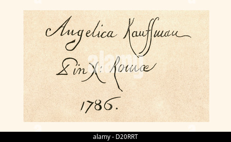 Signature of Maria Anna Angelika or Angelica Katharina Kauffman, 1741 –1807. Swiss-Austrian Neoclassical artist. Stock Photo