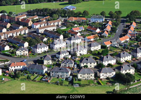aerial view of housing estate, North Berwick, East Lothian, Scotland, Uk