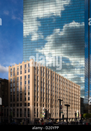 Boston's Hancock Tower and the New England Power Building in Copley Place Stock Photo