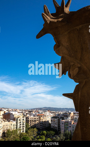 Spain, Barcelona, view on the city from the towers of La Sagrada Familia designed by architect Antoni Gaudì i Cornet. Stock Photo