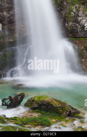 Waterfall in Vallesinella valley, Cascate di Vallesinella Alta, Brenta Adamello Nature Reserve, Madonna di Campiglio, Trentino, Stock Photo