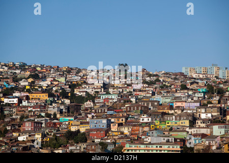 Colorful houses on hillside, Valparaiso, Chile, South America Stock Photo