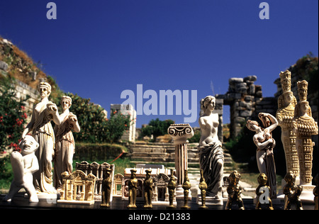 Souvenirs for sale at the ruins of St Jean Basilica in Seljuck Turkey Stock Photo