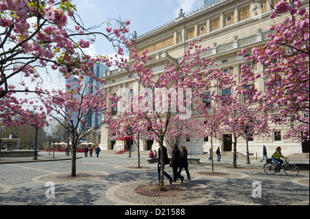 Alte Oper and high rise buildings in spring, Frankfurt, Hesse, Germany, Europe Stock Photo