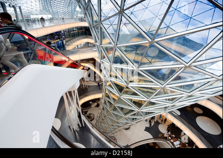 Interior view of the MyZeil shopping mall, designed by Massimiliano Fuksas, Frankfurt, Hesse, Germany, Europe Stock Photo