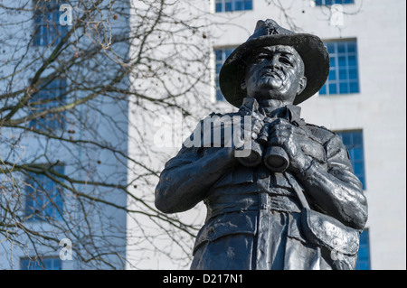 Statue of Field Marshal the Viscount Slim Whitehall London UK Stock Photo