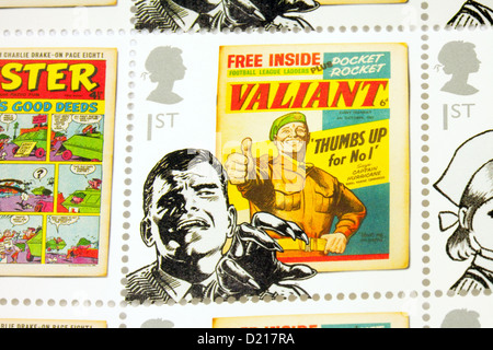 British royal mail commemorative postage stamp showing the old english comic 'Valiant', UK Stock Photo