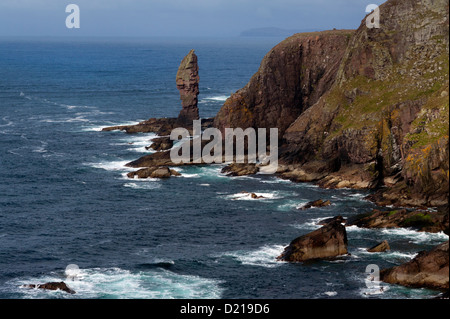 The Old Man of Stoer, the sea stack off the west coast of Scotland north of Lochinver in Sutherland. Stock Photo