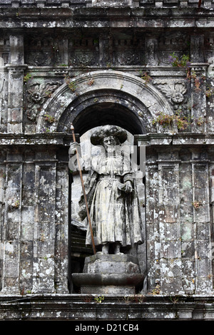 Statue of St James the Great above the Holy Door (Puerta Santa) of cathedral , Santiago de Compostela, Galicia, Spain Stock Photo