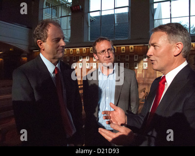 David Shearer MP (Left) pictured with (centre) Andrew Little MP and (right) Phil Goff MP. Stock Photo