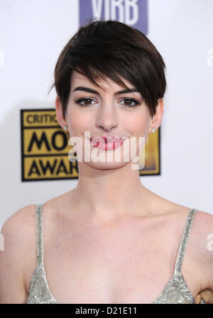 Anne Hathaway arrives at the 18th Annual Critics Choice film Awards in Santa Monica, California, USA, on January 10th 2013 Stock Photo