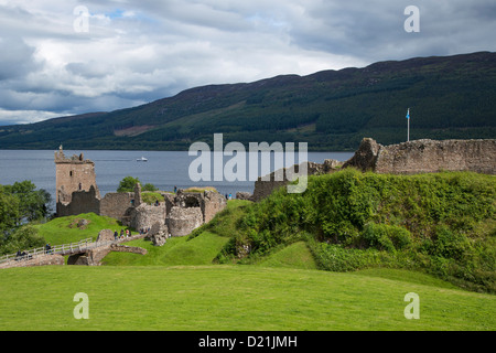 Ruins of Urquhart Castle on edge of Loch Ness, near Drumnadrochit, Inverness-shire, Highland, Scotland, United Kingdom Stock Photo