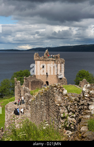 Grants Tower of Urquhart Castle on edge of Loch Ness, near Drumnadrochit, Inverness-shire, Highland, Scotland, United Kingdom Stock Photo