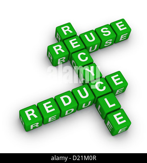 Reduce, reuse and recycle - isolated word abstract in vintage wooden ...