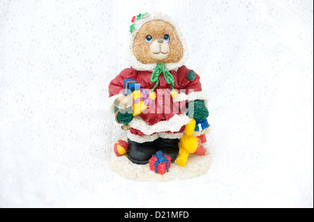 Novelty ornamental teddy bear dressed as Father Christmas (Santa Clause) Stock Photo