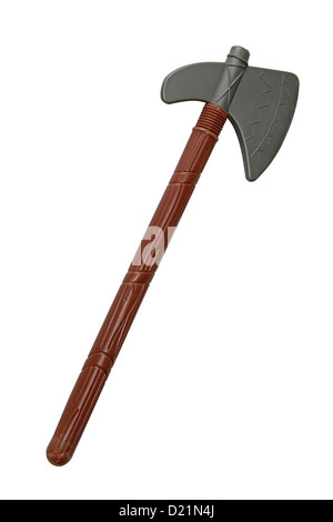 Pick axe plastic isolated on white - Toys. Clipping Path Stock Photo