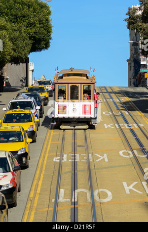 San Francisco Powell-Mason Line Cable Car, Fisherman's Wharf, USA Stock Photo