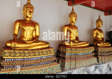 Golden Buddha Statues, Wat Pho, Bangkok, Thailand, Asia Stock Photo