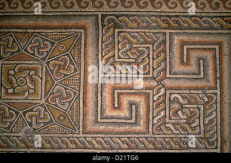 Mosaic floor at the Church of the Nativity, or Basilica of the Nativity, traditionally believed by Christians to be the birthplace of Jesus Christ in the West Bank town of Bethlehem in the Autonomous Palestinian Authority Stock Photo