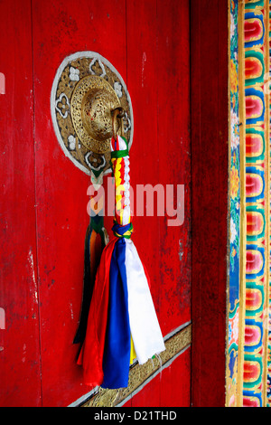 A traditional painted door at Rumtek Monastery, near Gangtok, Sikkim, India. Stock Photo